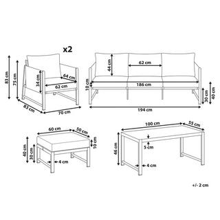 Beliani Set divani con tavolino en Alluminio Moderno NOLA  