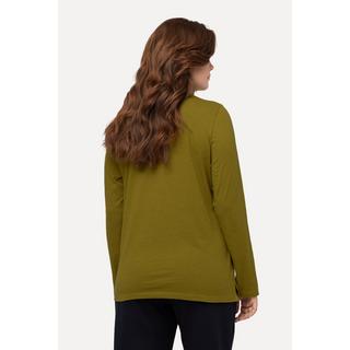 Ulla Popken  T-shirt en coton bio, manches longues et col roulé - coupe Slim 