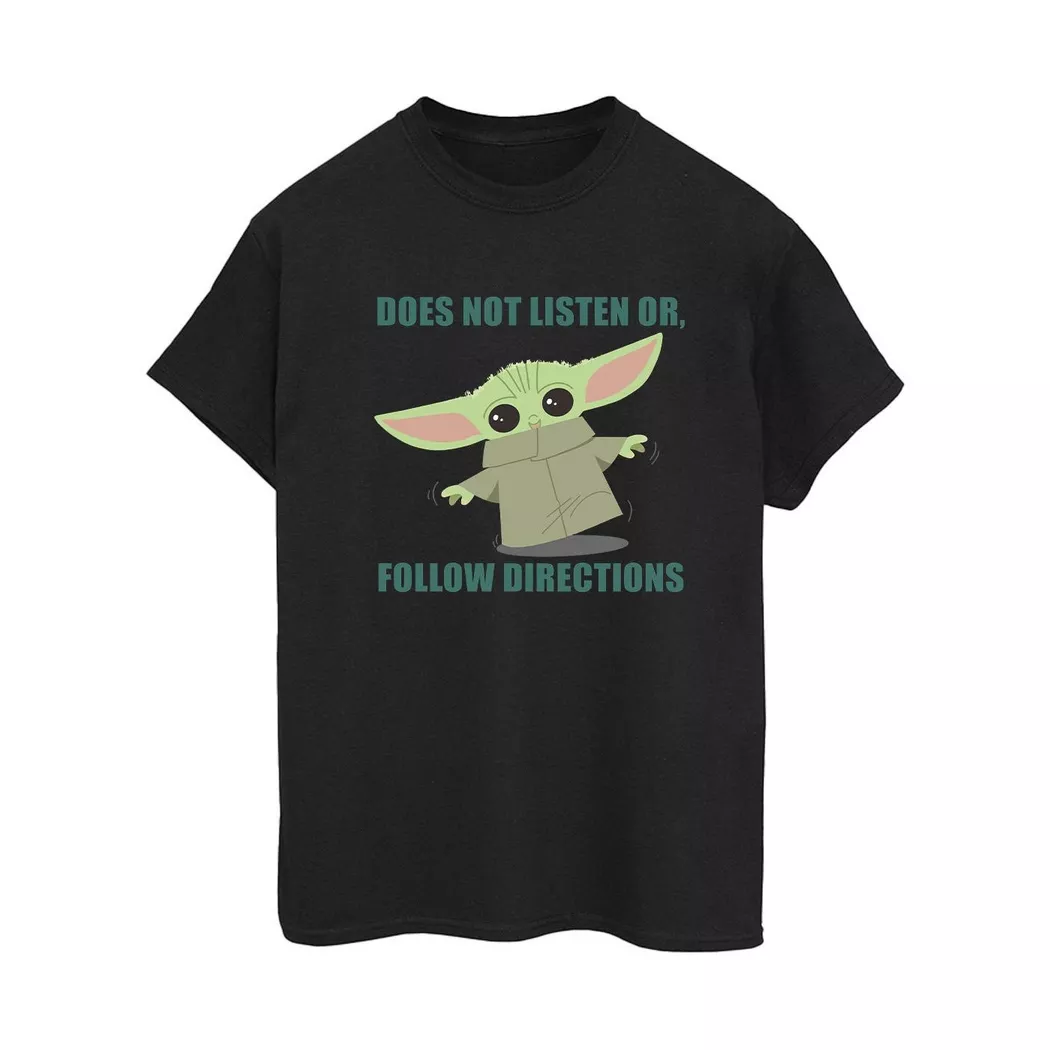 STAR WARS - The Mandalorian Does Not Listen TShirt, für Damen, Schwarz, Größe S