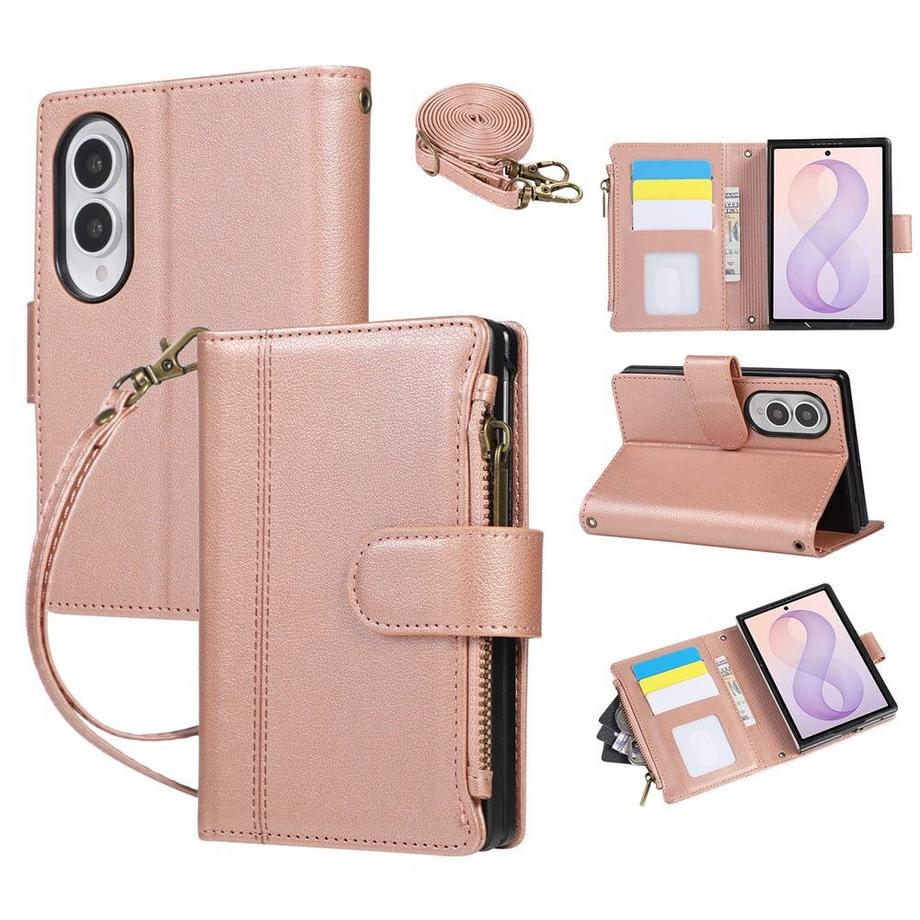 Galaxy Z Fold8 – Étui portefeuille avec bandoulière & dragonne