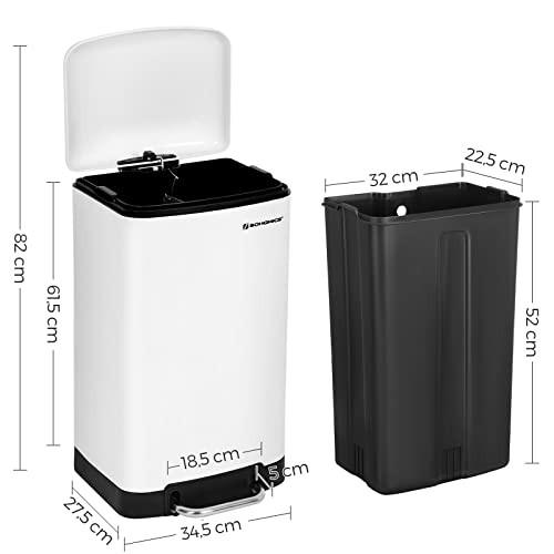 Pricenet Pattumiera a pedale bianca da 30 litri con coperchio a chiusura ammortizzata per cucine moderne  