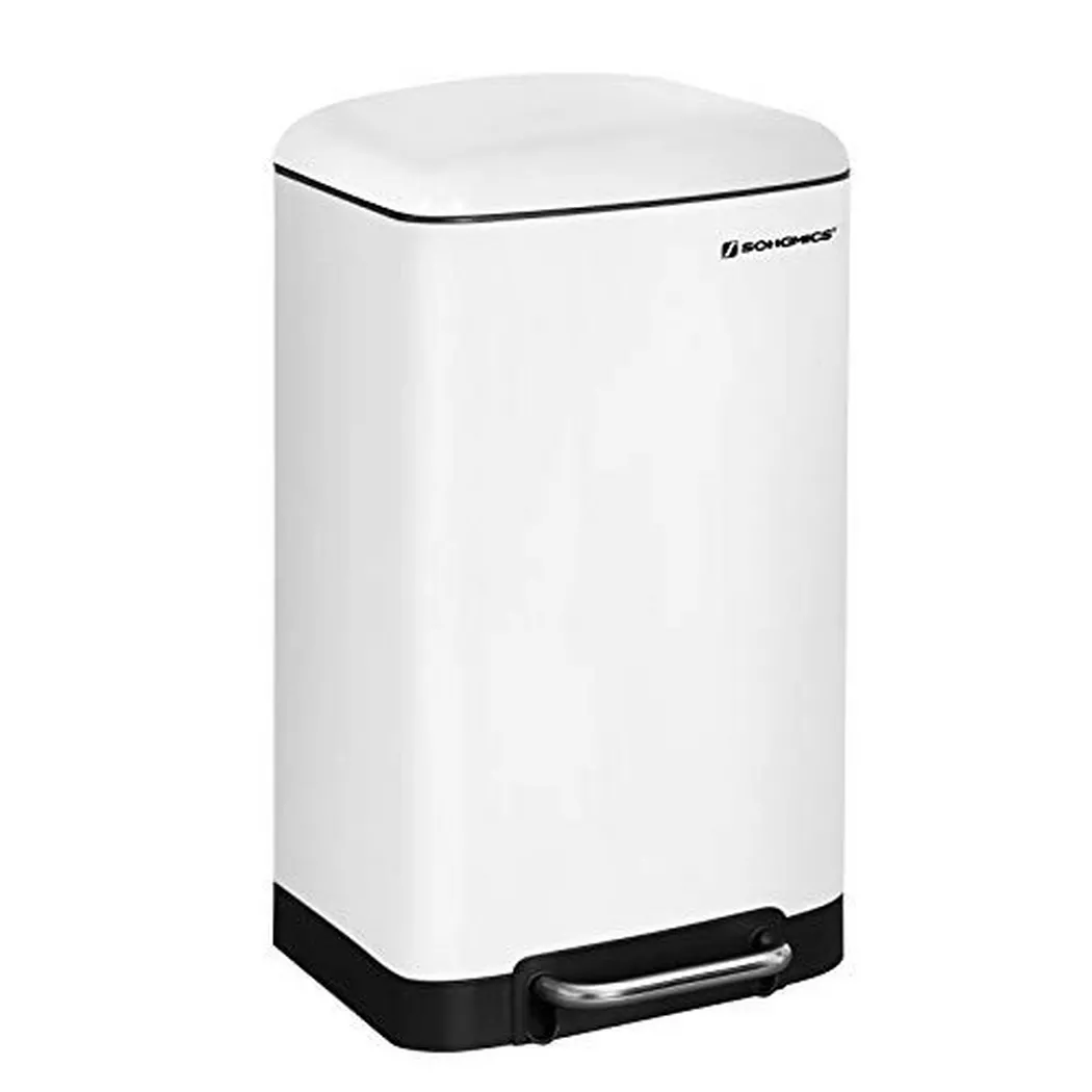 Pricenet – Weißer 30-Liter-Treteimer mit Soft-Close-Deckel für moderne Küchen, 52.4X29.8CM