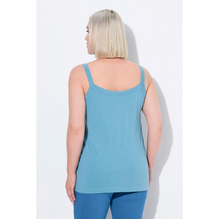 Ulla Popken Top Smanicato Spalline Sottili Scollo Rotondo Misto Modal  