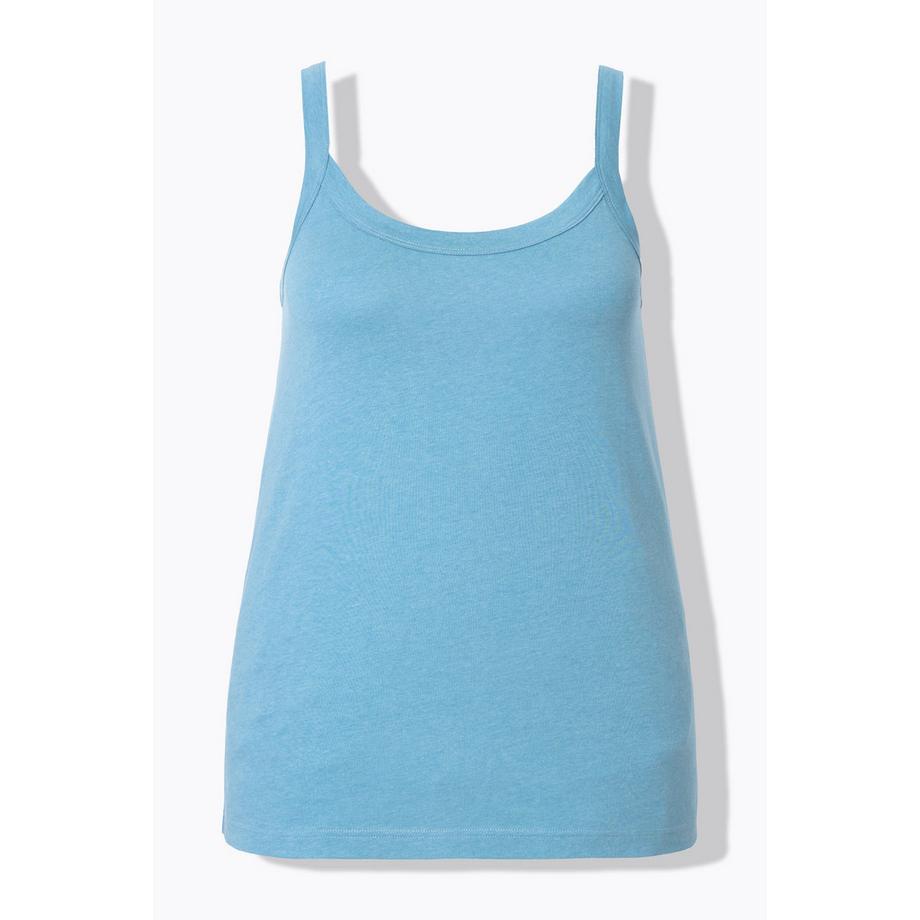 Ulla Popken Top Smanicato Spalline Sottili Scollo Rotondo Misto Modal  