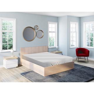 Vente-unique Lit coffre 160 x 200 cm - Coloris : Naturel + Matelas - ELPHEGE  