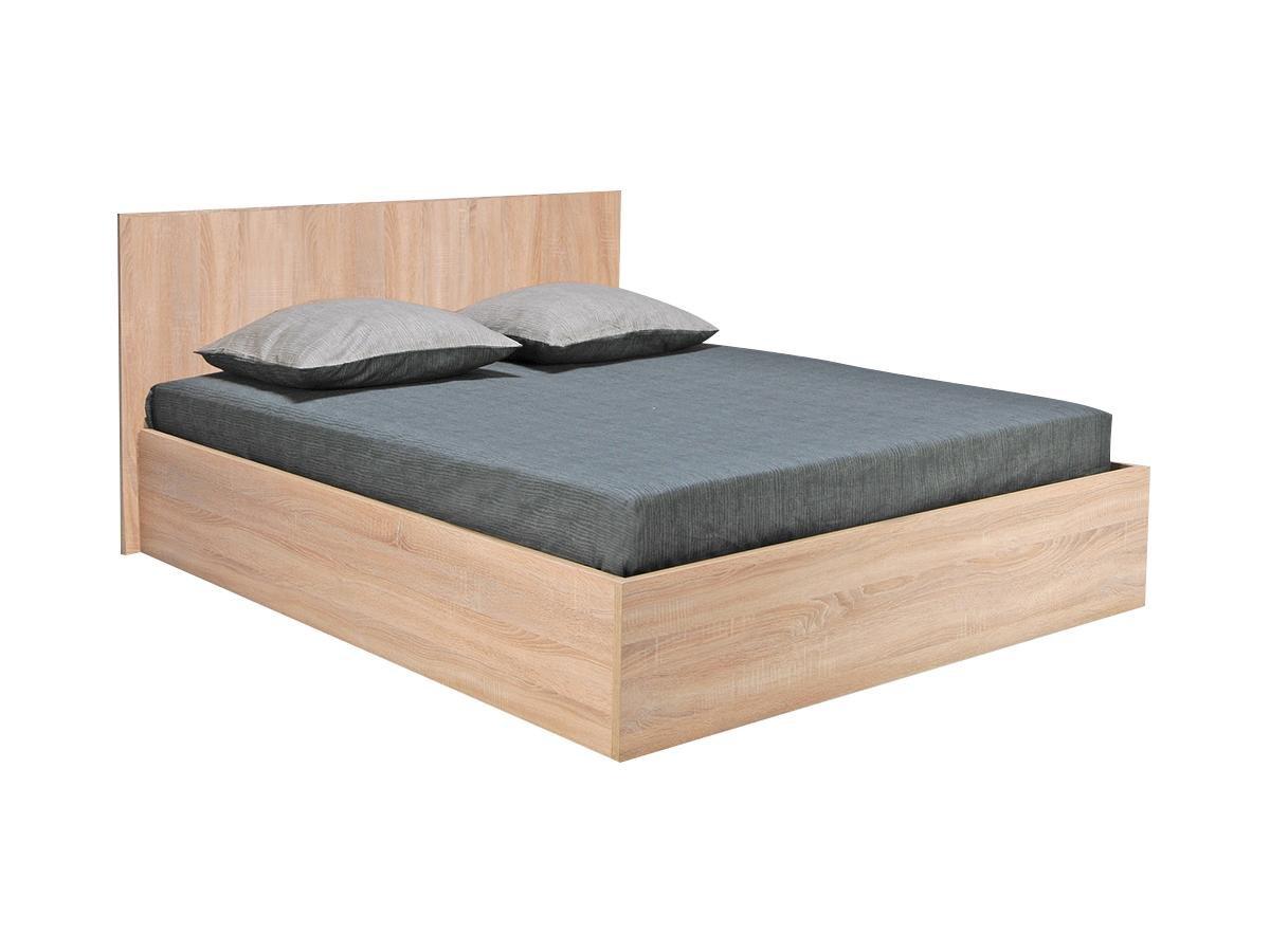 Vente-unique Bett mit Bettkasten - 160 x 200 cm - Holzfarben + Matratze - ELPHEGE  