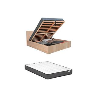 Vente-unique Bett mit Bettkasten - 160 x 200 cm - Holzfarben + Matratze - ELPHEGE  