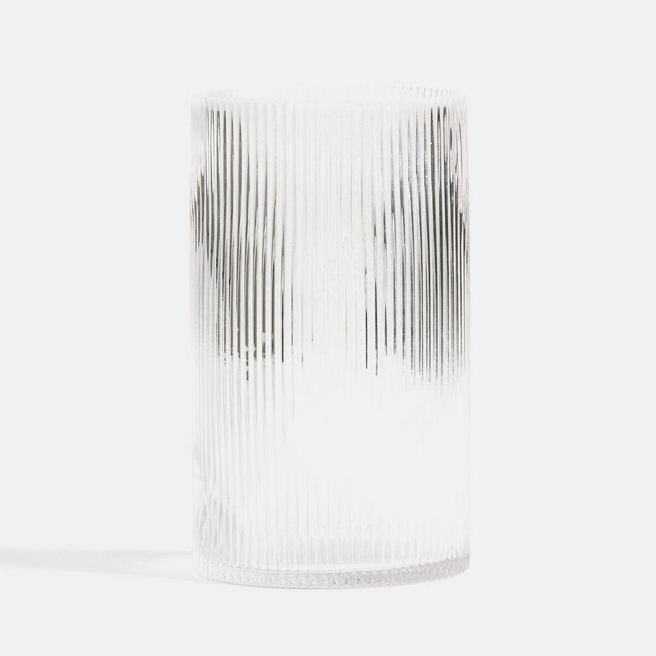 Vase verre rainuré droit H22