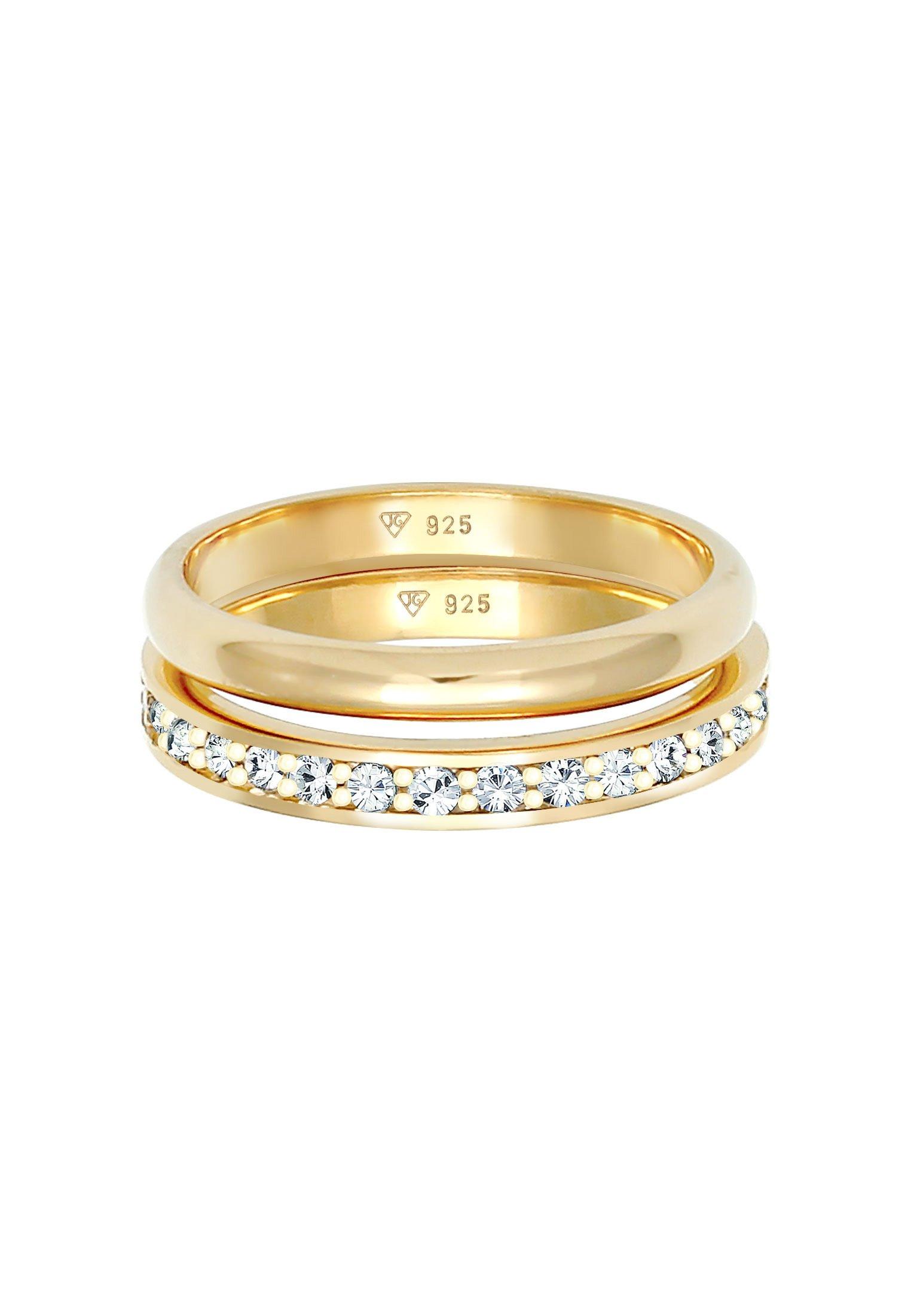 Elli  Bague Kristalle Memoire Bandring Basic 2Er Set 925 Silber 