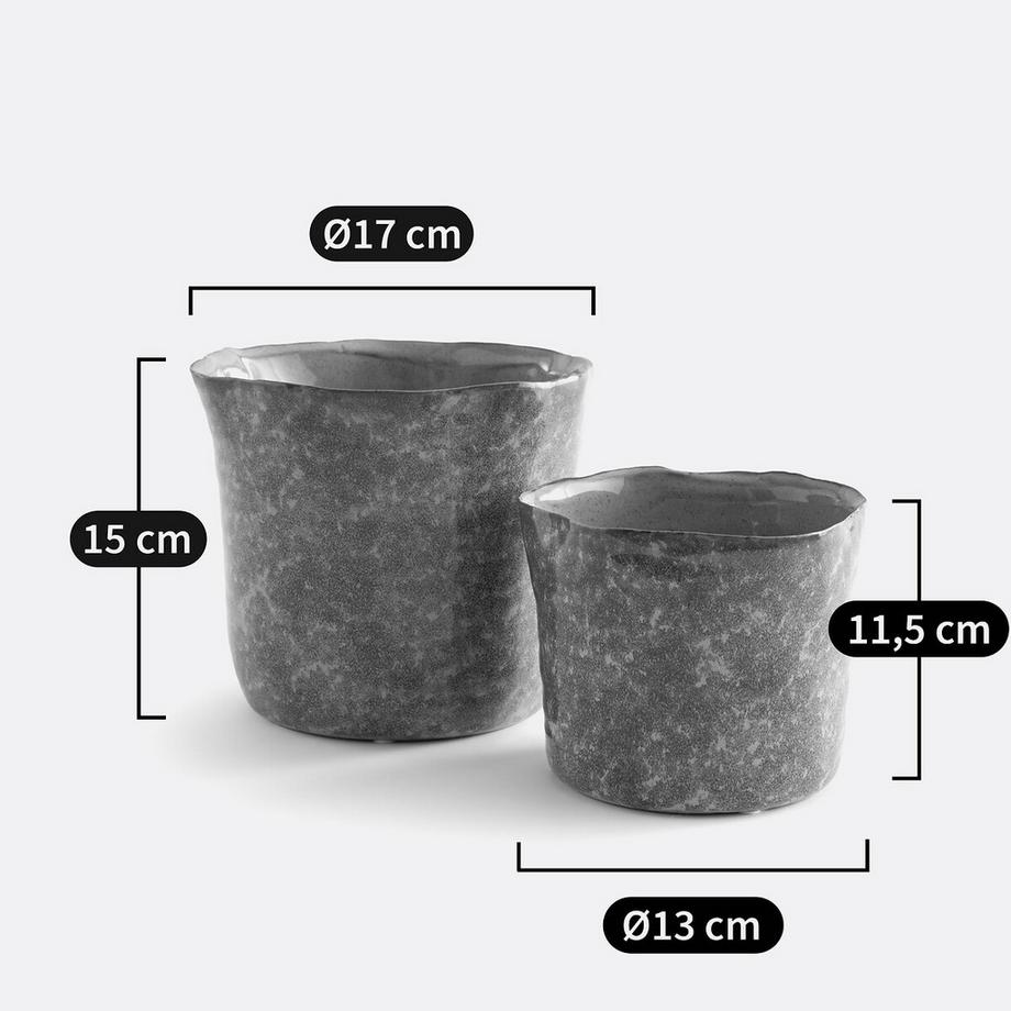 La Redoute Intérieurs Lot de 2 cache-pots céramique Ø13 et 17 cm  