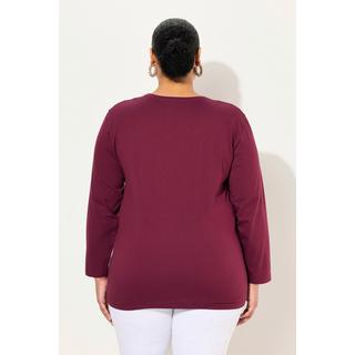 Ulla Popken  Shirt, V-Ausschnitt, Relaxed, Langarm 