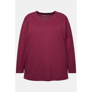 Ulla Popken  Shirt, V-Ausschnitt, Relaxed, Langarm 