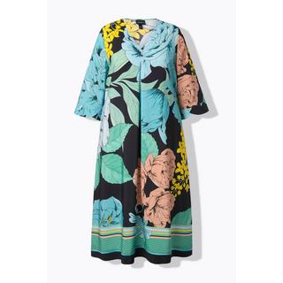 Ulla Popken Robe midi Lyocell Fleurs Coupe évasée Manches 3/4  