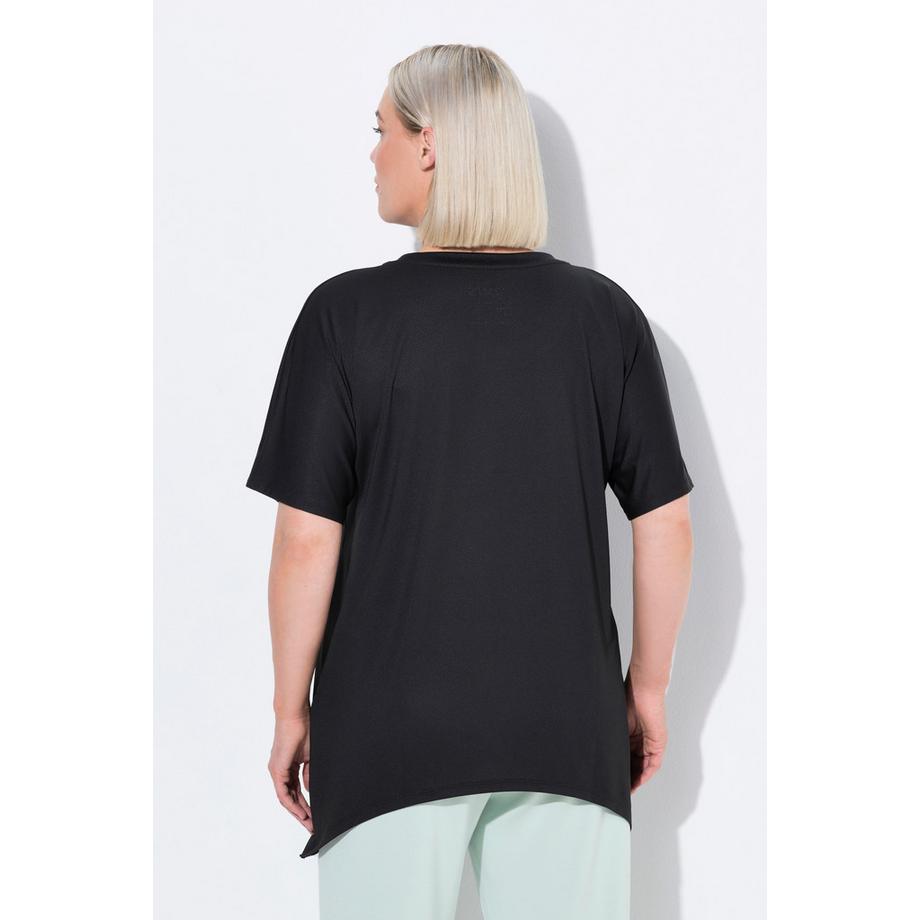 Ulla Popken Maglia funzionale Orlo a punte Scollo a girocollo Mezze maniche a pipistrello  