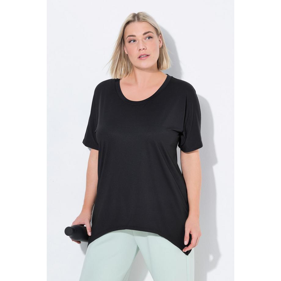 Ulla Popken Maglia funzionale Orlo a punte Scollo a girocollo Mezze maniche a pipistrello  