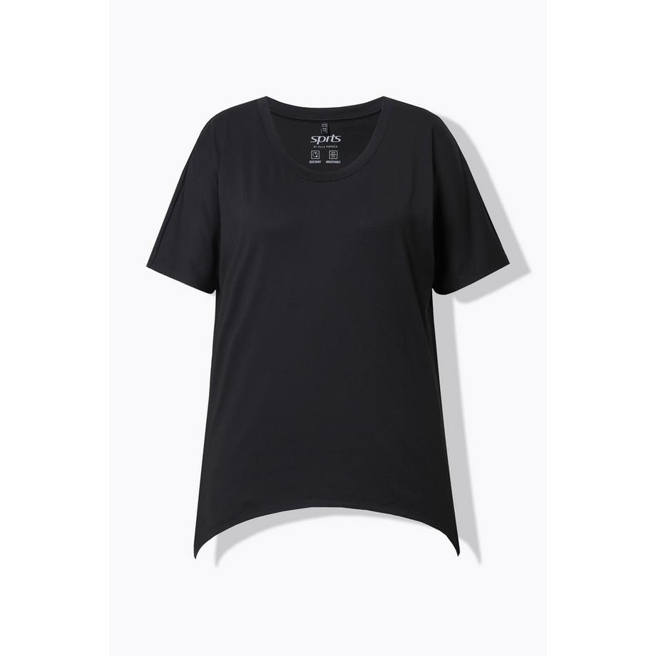 Ulla Popken Maglia funzionale Orlo a punte Scollo a girocollo Mezze maniche a pipistrello  