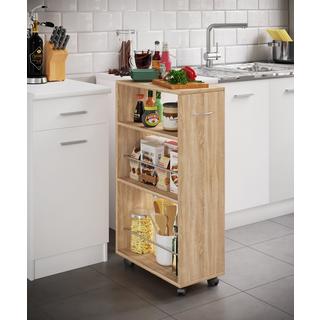 VCM Holz Küchenwagen Servierwagen Rollwagen Nischenschrank rollbar Rollen Tusal  