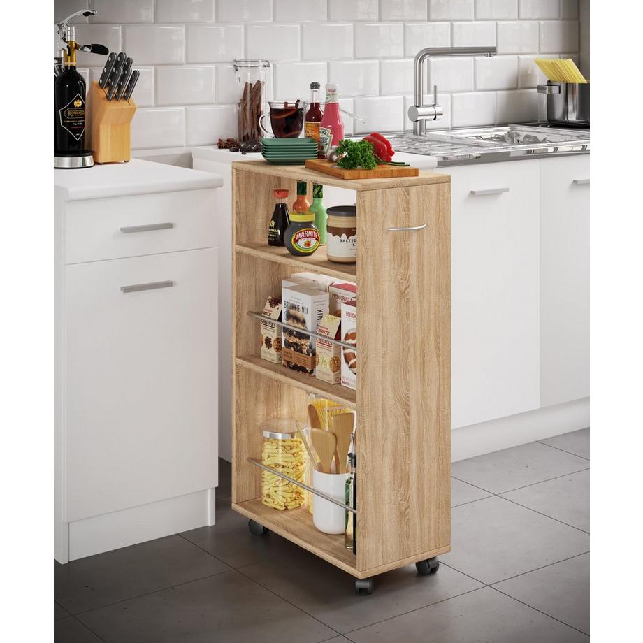 VCM Holz Küchenwagen Servierwagen Rollwagen Nischenschrank rollbar Rollen Tusal  