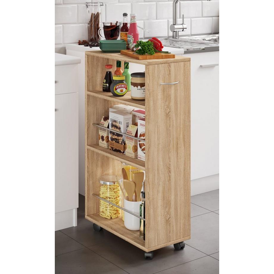 VCM Holz Küchenwagen Servierwagen Rollwagen Nischenschrank rollbar Rollen Tusal  