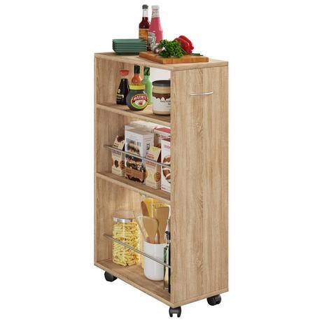 VCM Holz Küchenwagen Servierwagen Rollwagen Nischenschrank rollbar Rollen Tusal  