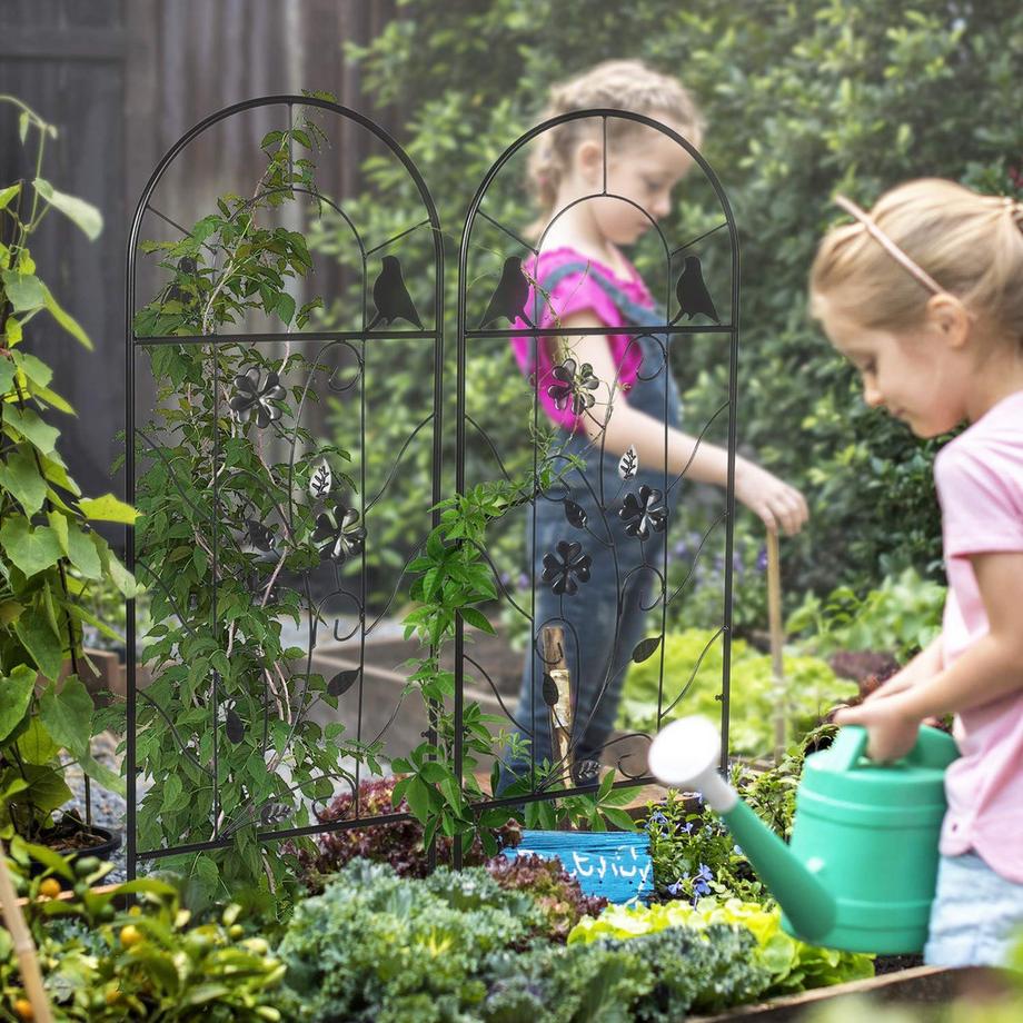 Northio 2Er-Set Rankhilfe Rankgitter & Spalier Für Kletterpflanzen, Metall, Schwarz, 38X98Cm  