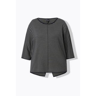 Ulla Popken  Pull rayé oversize, col rond et manches 3/4 