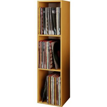 Holz Schallplatten Regal | Stand Regal mit 3 Fächer für 100 Schallplatten | Maße: H. 107 x B. 34 x T. 30 cm - Platto