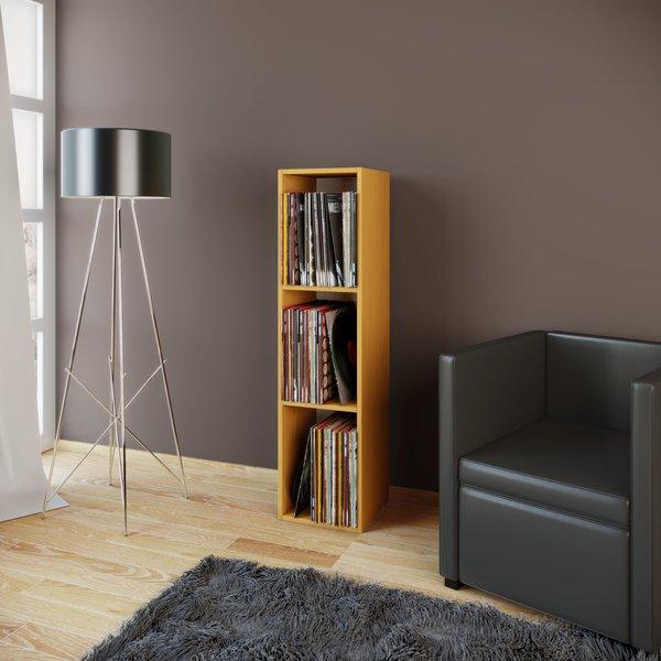 VCM Bois Disques vinyles LP Stand Étagère d'archivage Support de rangement Platto 3 compartiments  