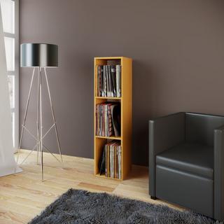 VCM Holz Schallplatten Regal | Stand Regal mit 3 Fächer für 100 Schallplatten | Maße: H. 107 x B. 34 x T. 30 cm - Platto  