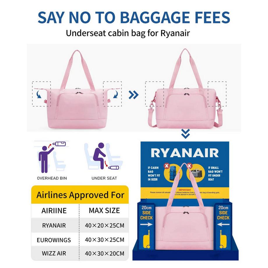 Only-bags.store Borsa da Viaggio Pieghevole per Bagaglio a Mano  