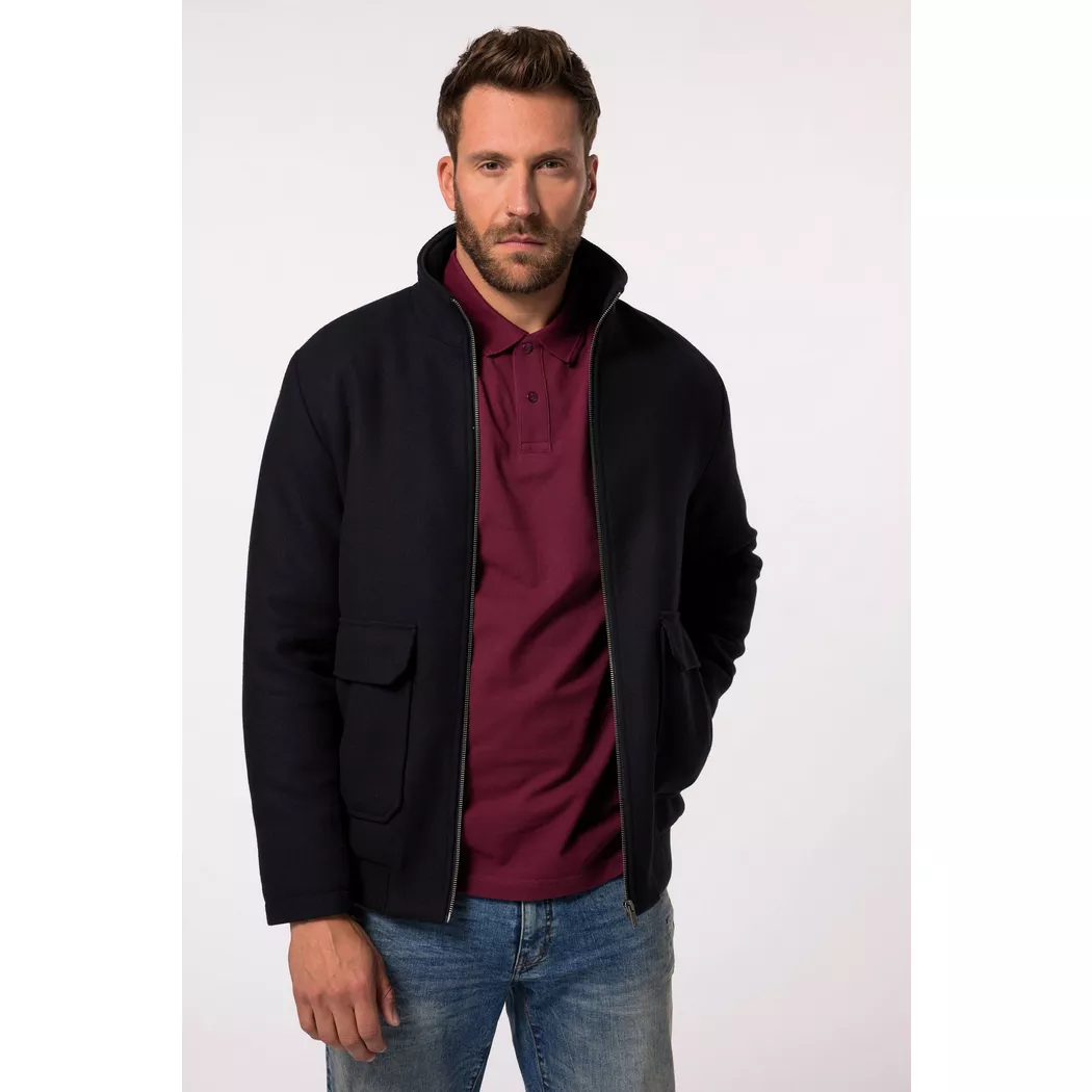 JP1880 - Bomberjacke, Wolle, Collegekragen, bis 7 XL, 3XL, Blau