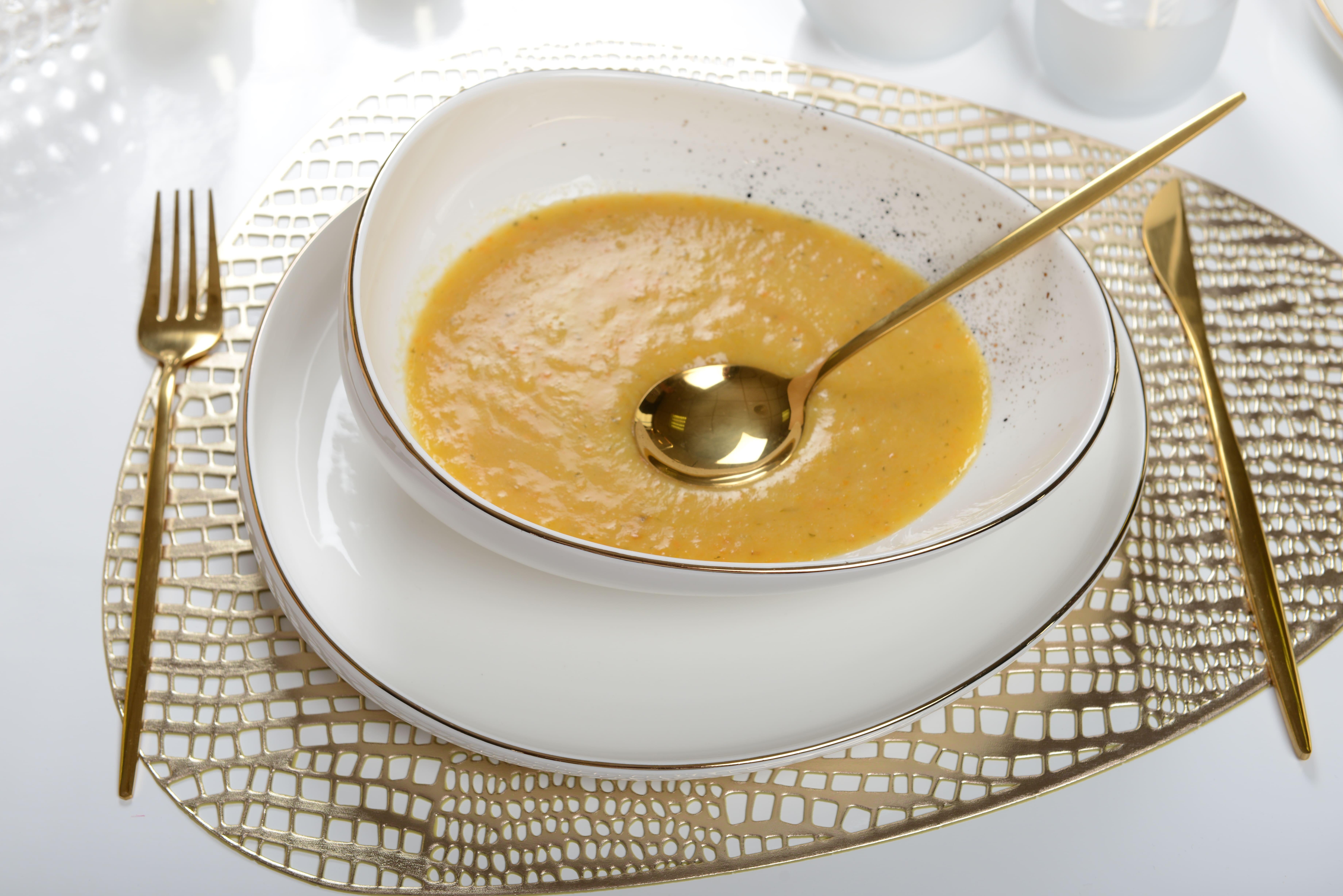 Aulica Ovale Suppenteller Weiß mit Goldblitz  