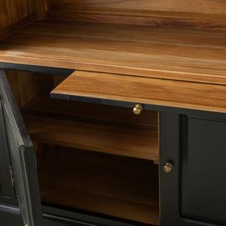 Calicosy Bibliothèque 2 portes en acacia massif noir H240 cm - FONTAINEBLEAU  