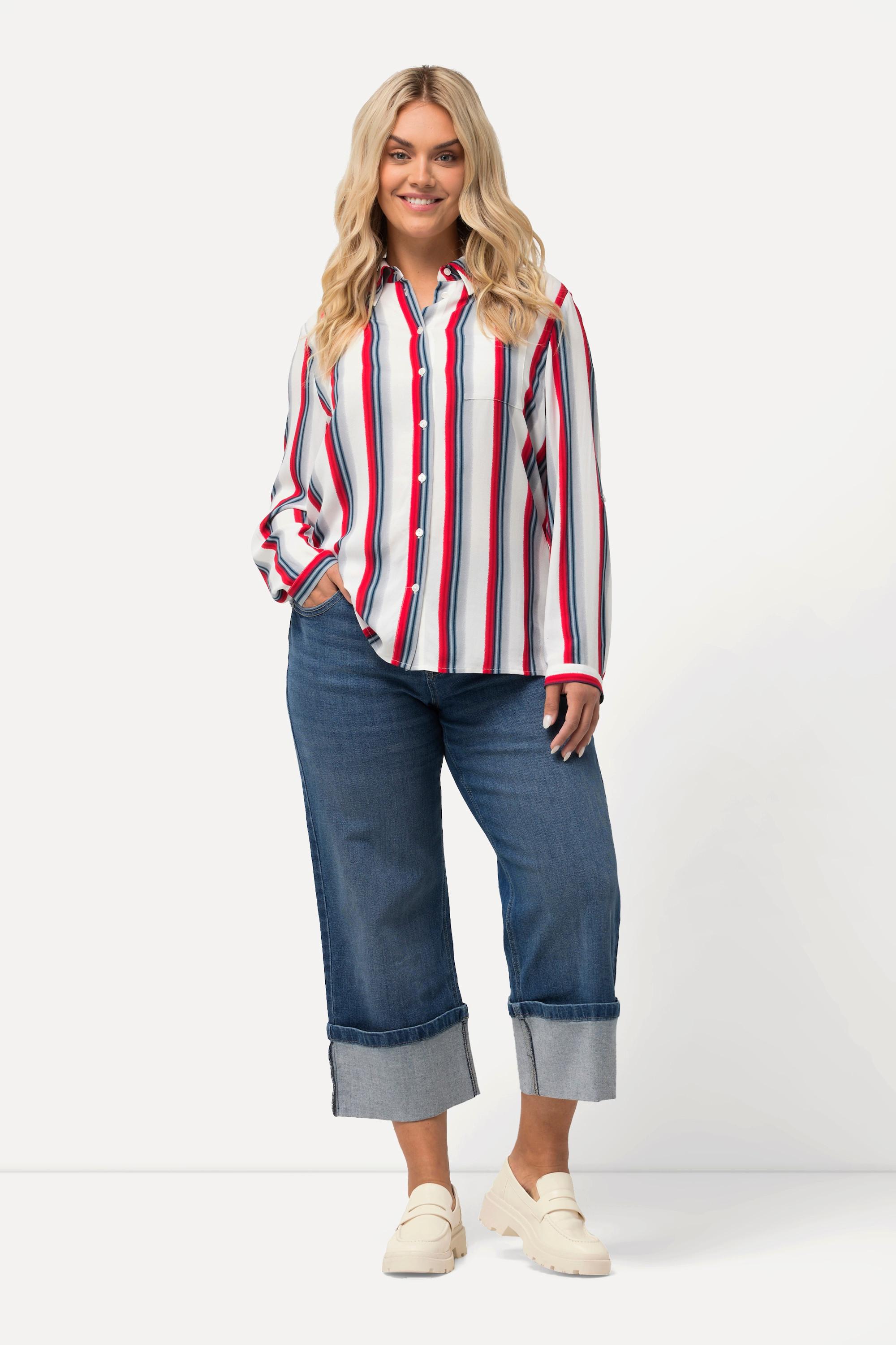 Ulla Popken  Jean Mary, large, jambe droite, coutures fantaisies 