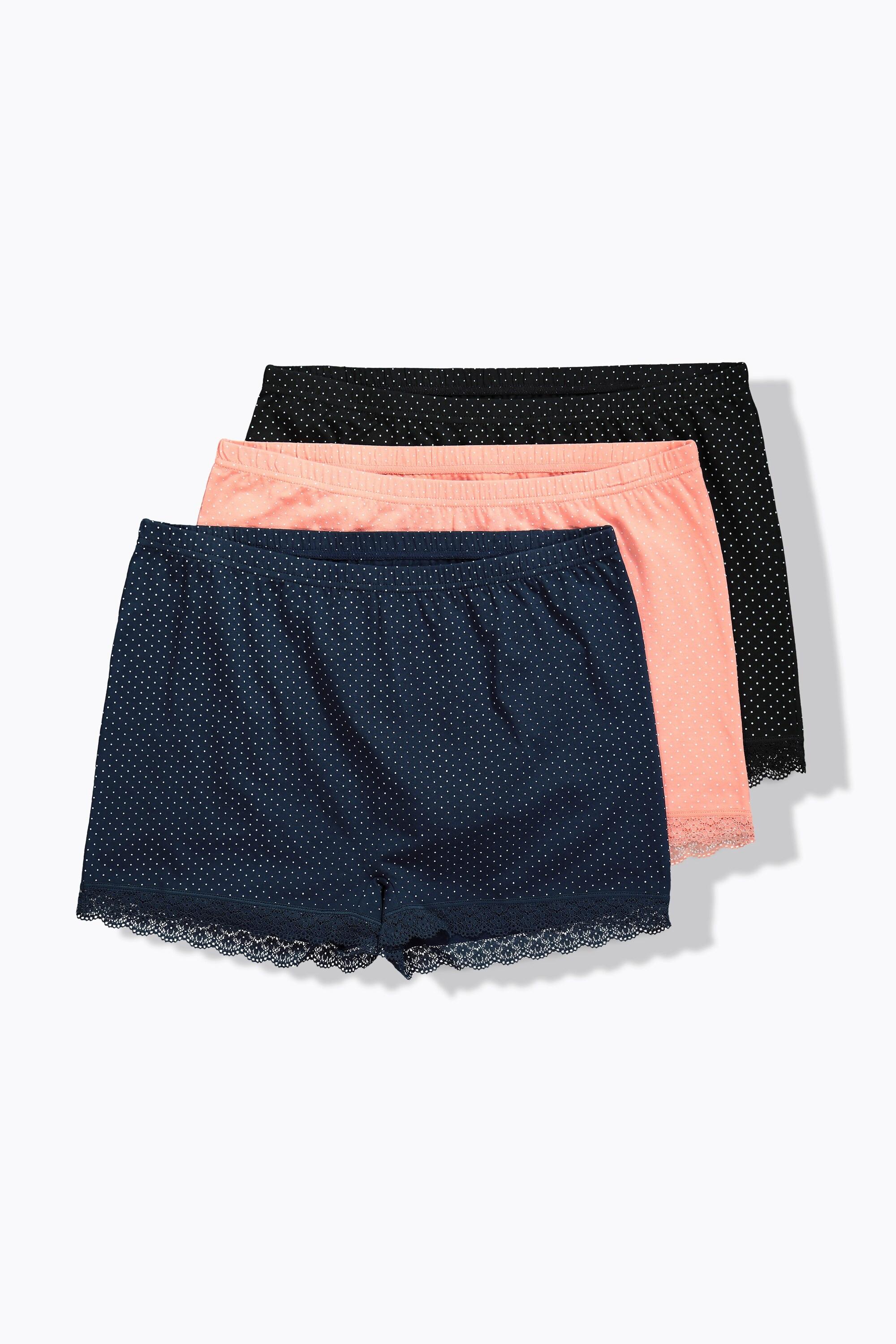 Ulla Popken  Pantys, 3er-Pack, Punkte, Spitze 