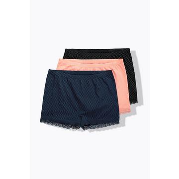 Pantys, 3er-Pack, Punkte, Spitze