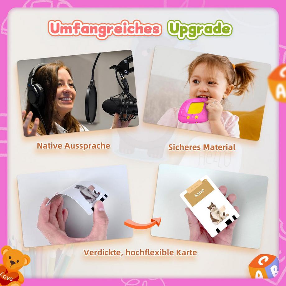 Activity-board  Spielzeug ab 2 Jahren - Deutsch sprechende Karteikarten 144 Blatt, 288 Wörter 