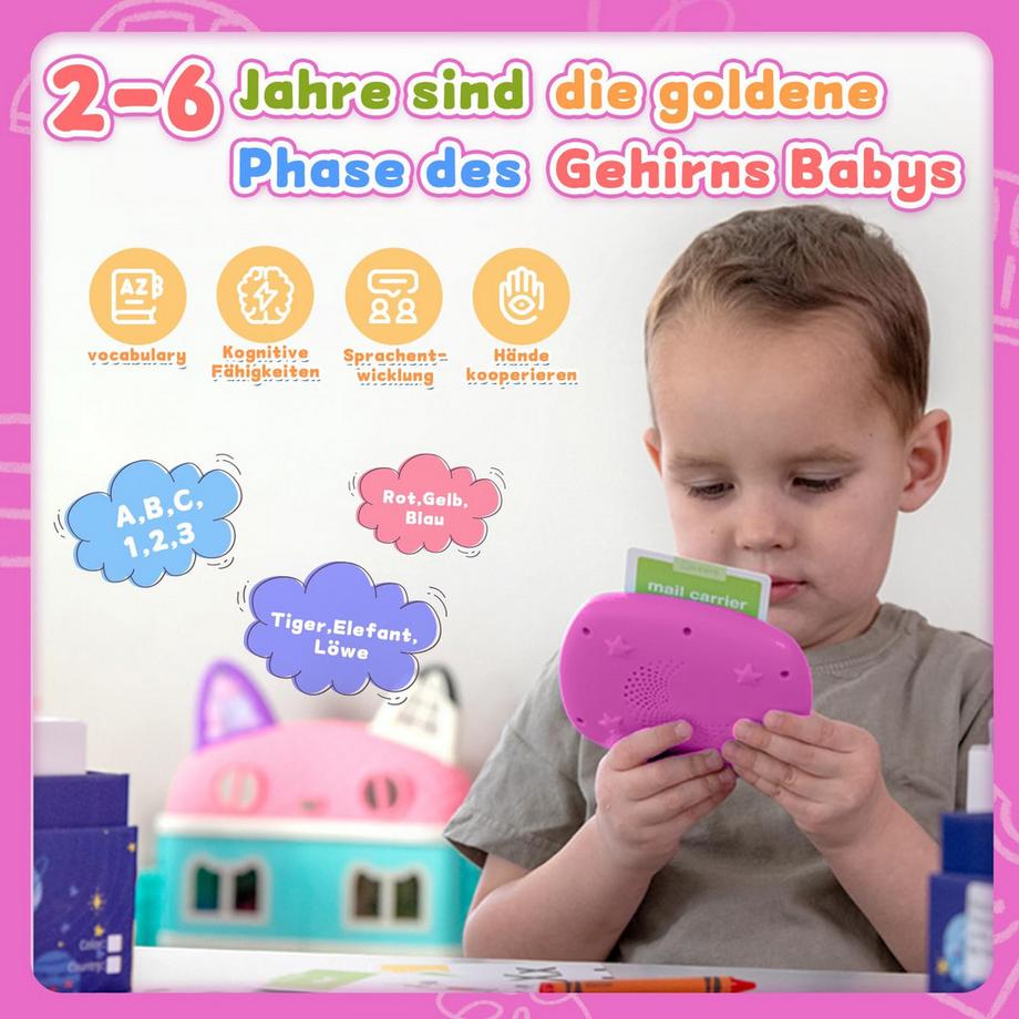 Activity-board  Spielzeug ab 2 Jahren - Deutsch sprechende Karteikarten 144 Blatt, 288 Wörter 