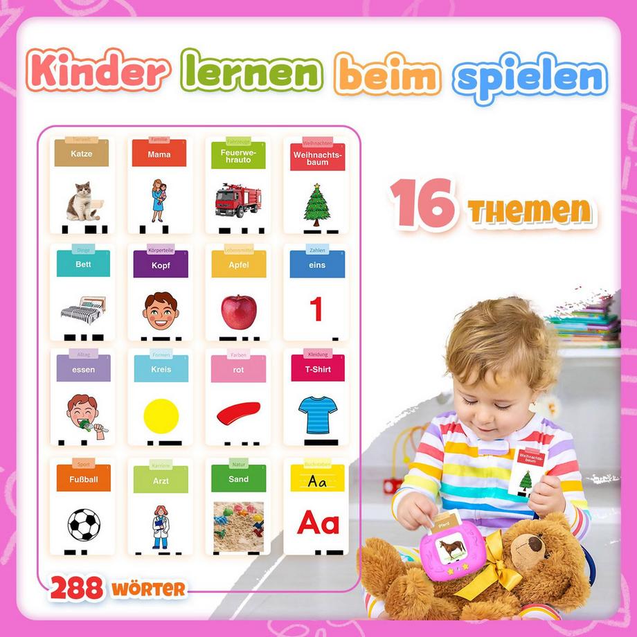 Activity-board  Spielzeug ab 2 Jahren - Deutsch sprechende Karteikarten 144 Blatt, 288 Wörter 