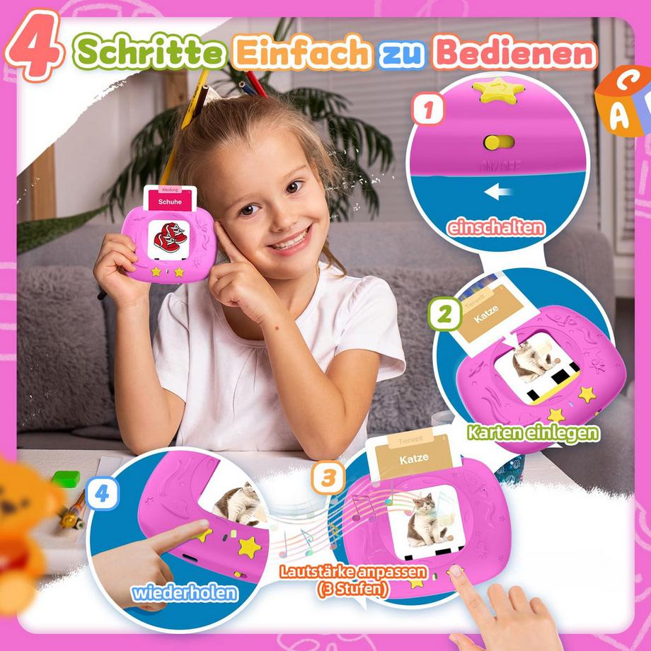 Activity-board  Spielzeug ab 2 Jahren - Deutsch sprechende Karteikarten 144 Blatt, 288 Wörter 