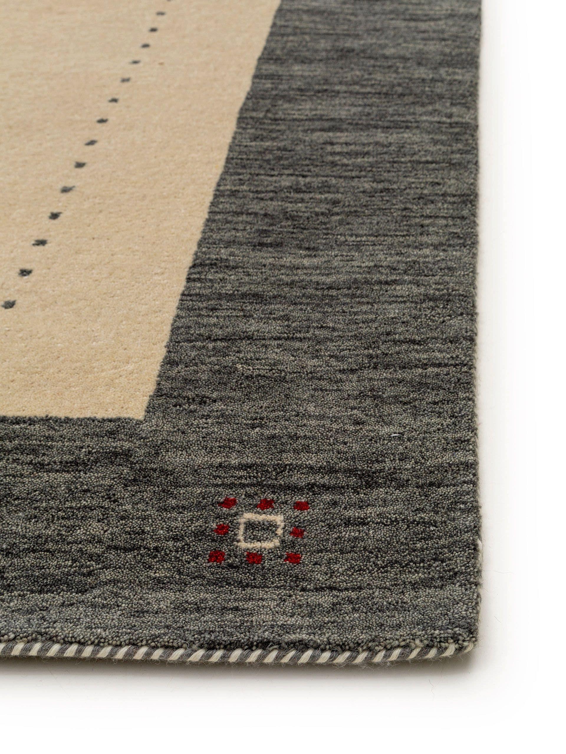 Benuta Tapis de laine Jamal Beige/Gris  