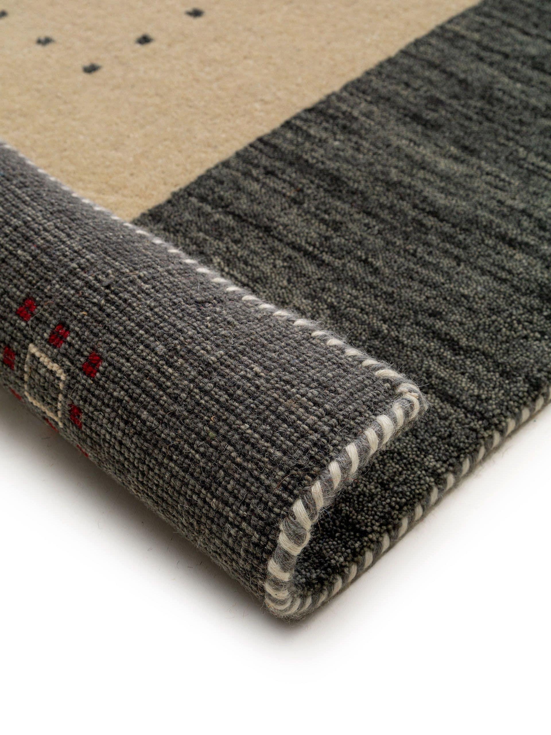 Benuta Tapis de laine Jamal Beige/Gris  