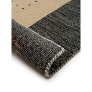 Benuta Tapis de laine Jamal Beige/Gris  