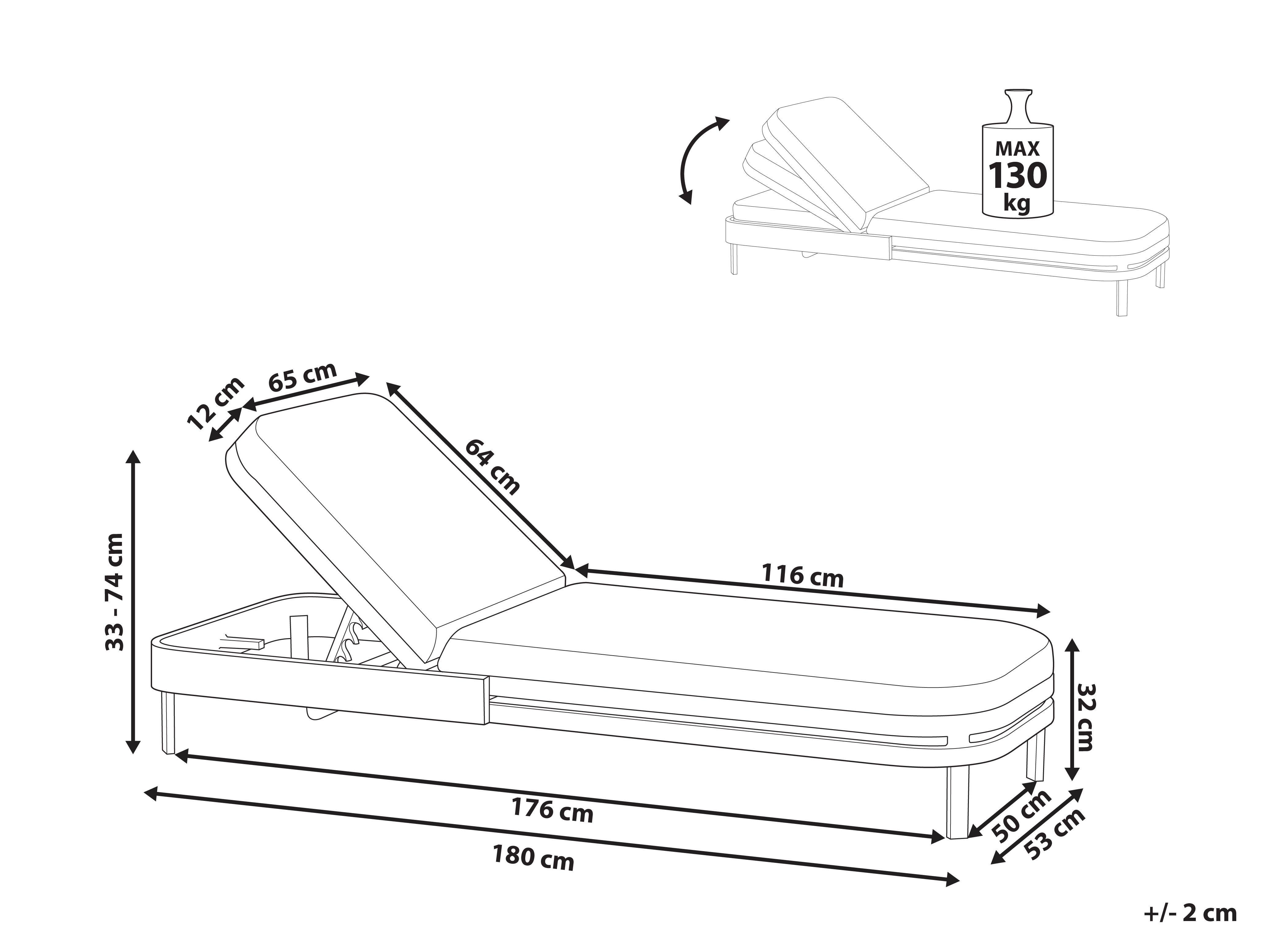 Beliani Lettino Prendisole con Cuscino en Alluminio Moderno NETTUNO  