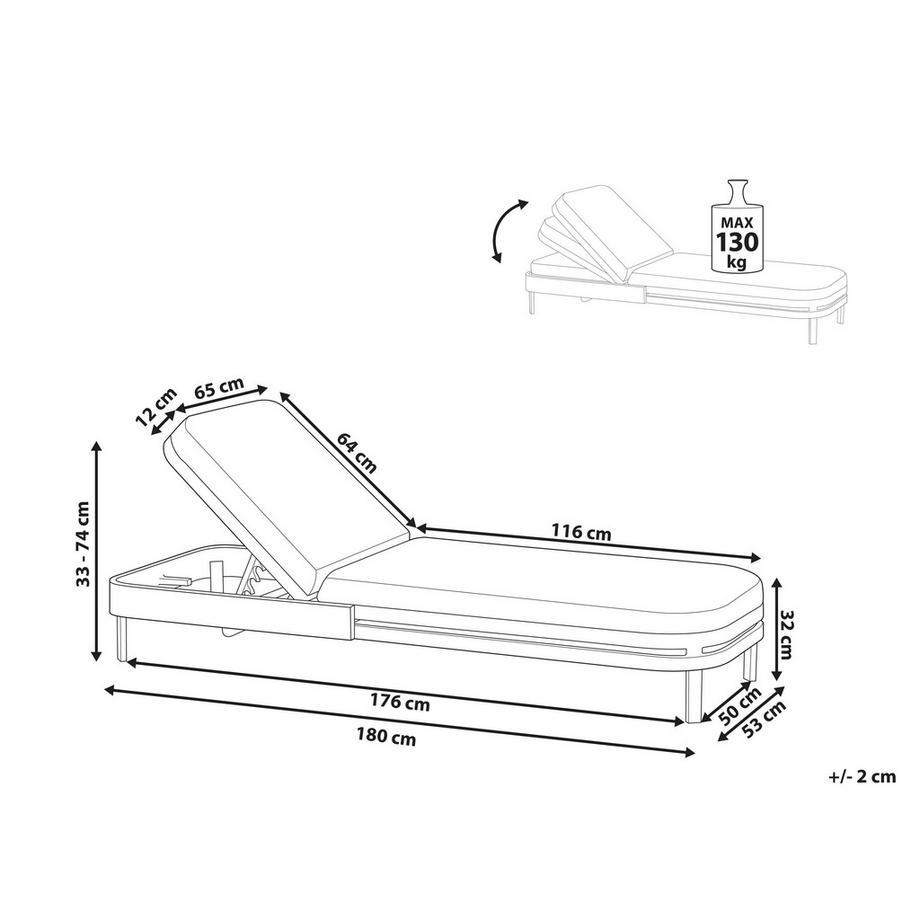 Beliani Transat avec coussin en Aluminium  NETTUNO  