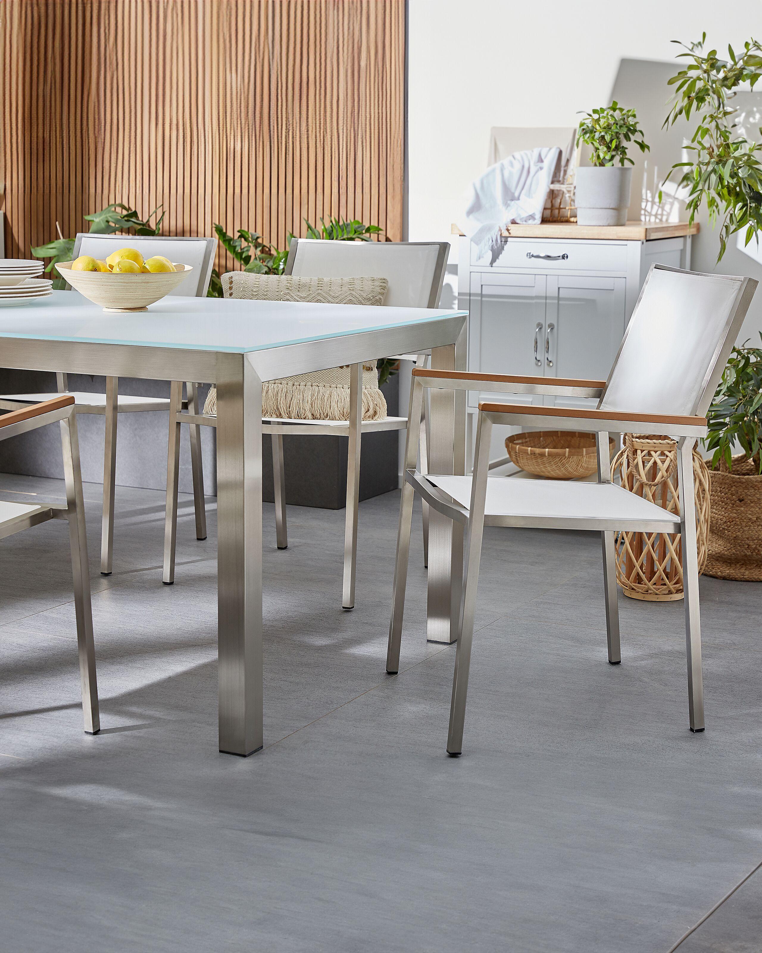 Beliani Lot de 6 chaises de jardin en Acier inox Industriel GROSSETO  