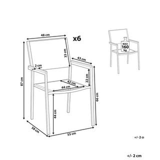 Beliani Gartenstuhl 6er Set aus Edelstahl Industriell GROSSETO  