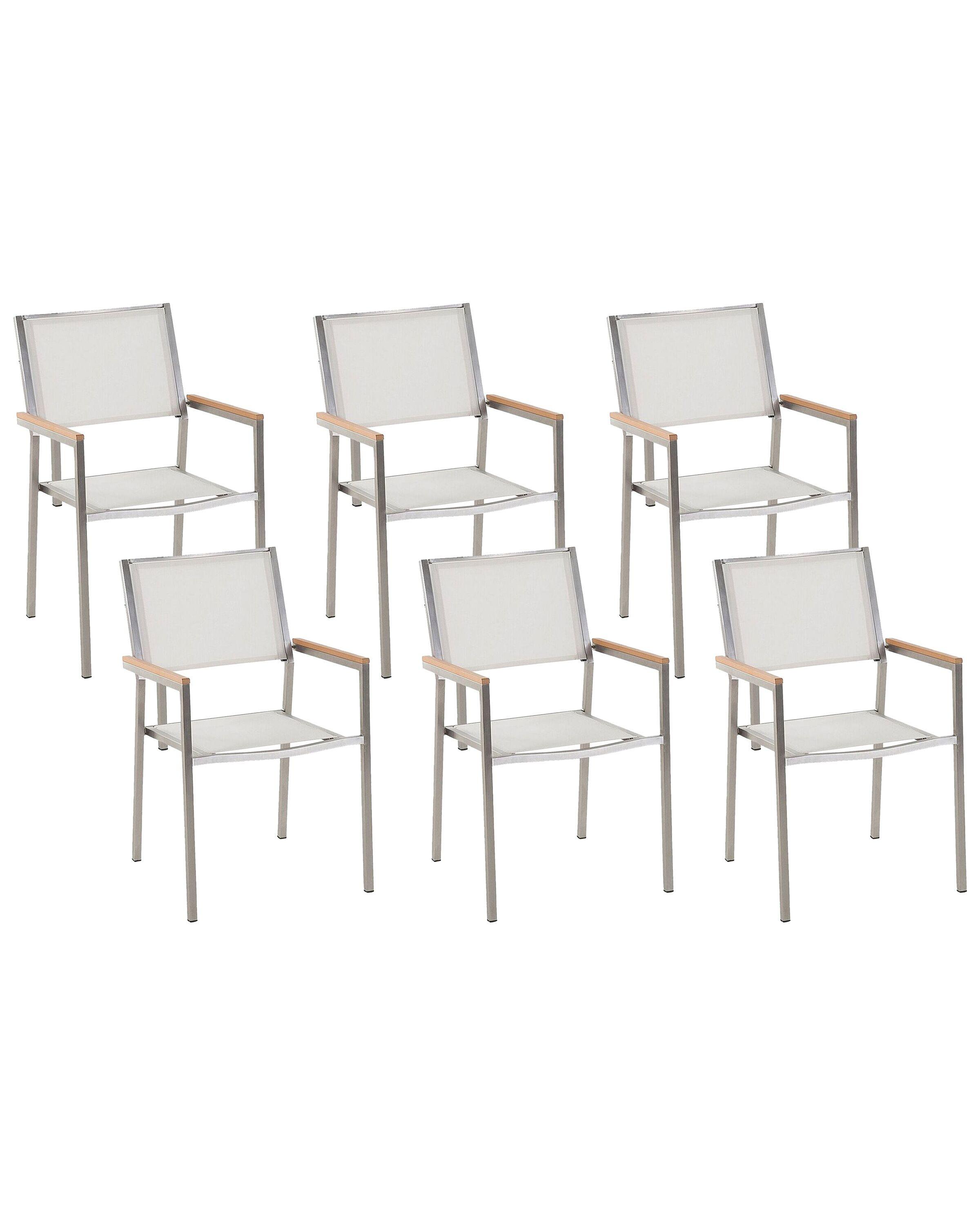 Beliani Set mit 6 Stühlen aus Edelstahl Modern GROSSETO  