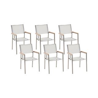 Beliani Lot de 6 chaises de jardin en Acier inox Industriel GROSSETO  