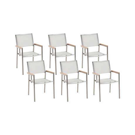 Beliani Lot de 6 chaises de jardin en Acier inox Industriel GROSSETO  
